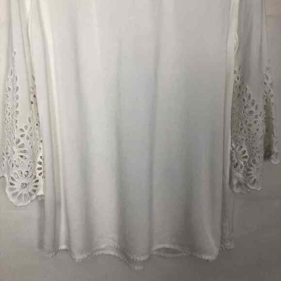 Anthropologie Cafe Marrahcoh Boho White Bell Sleeve Top Size Medium - Picture 8 of 11